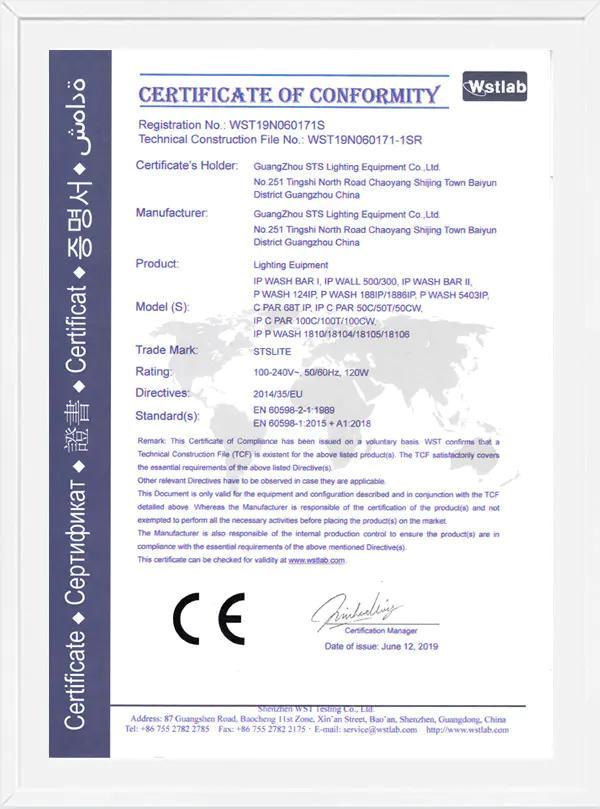 C PAR 100 IP-CE-EMC certificate