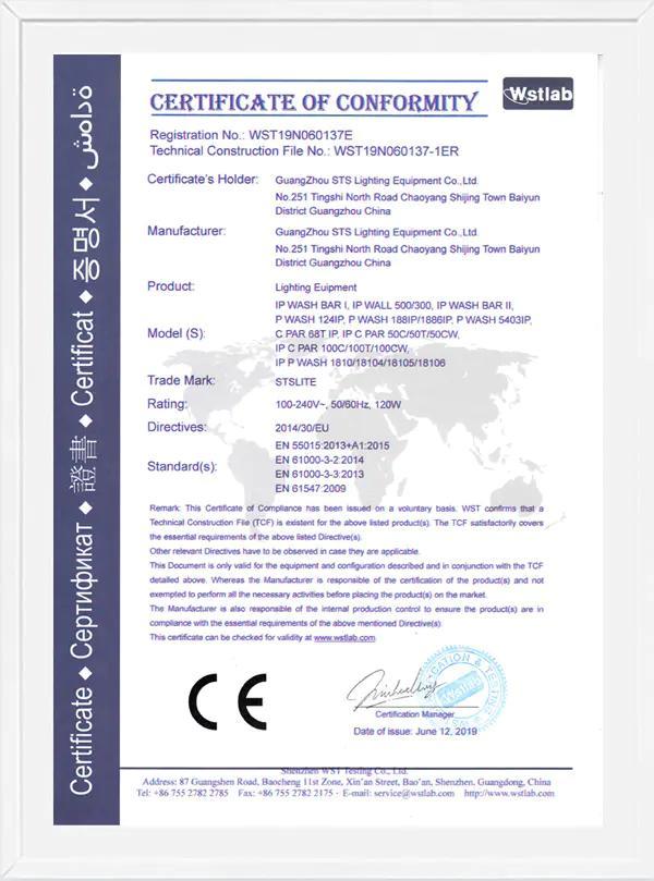 C PAR 100 IPCE-LVD certificate